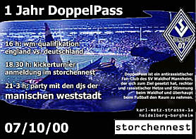"1 Jahr DoppelPass"-Party am 7. Oktober 2000 im Storchennest, Heidelberg